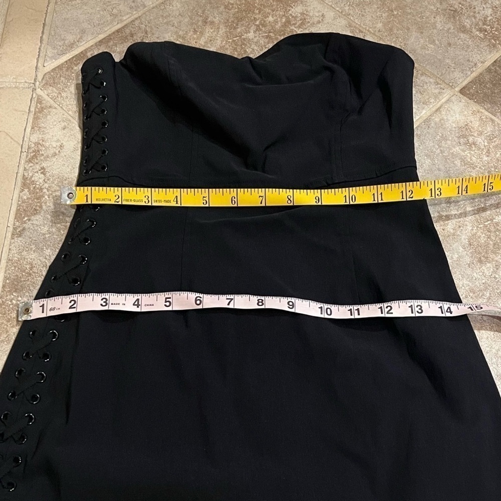 🆕 Express strapless lace up sides mini dress stretchy size 4 black - Picture 10 of 14